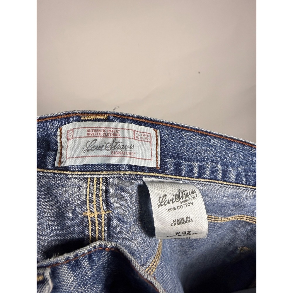 Levi Strauss Signature Mens Carpenter Denim Shorts Medium Wash Blue W32 Cotton - Picture 7 of 10